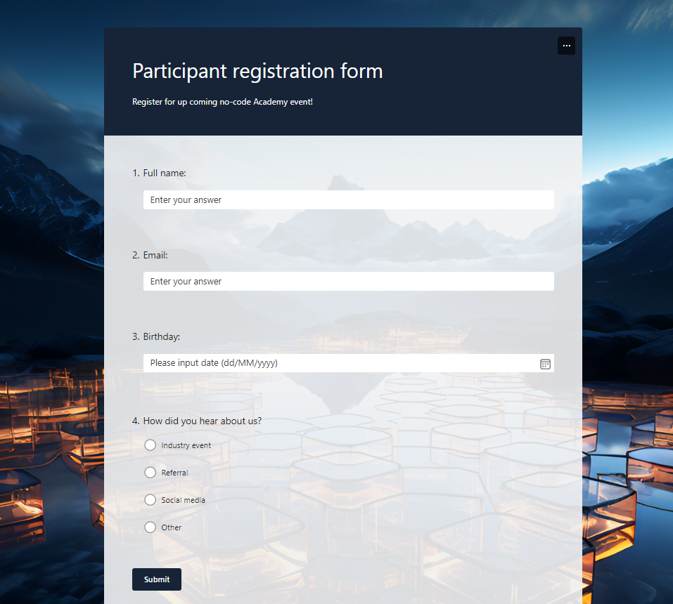 Fig. 3 Microsoft form example