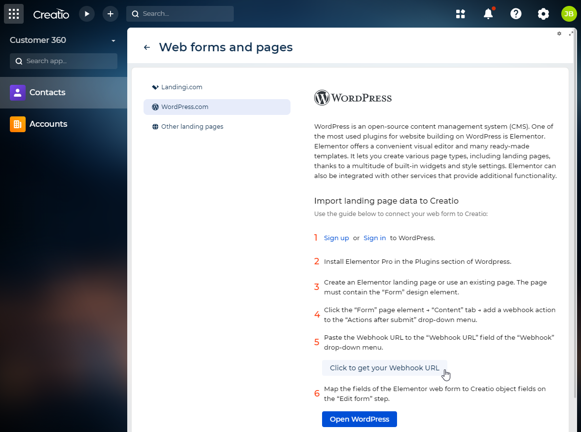 Fig. 2 Get the API key for Wordpress integration