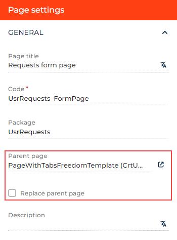 New page properties