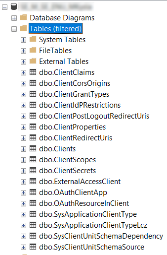 Fig. 6 Database tables created by Identity Service