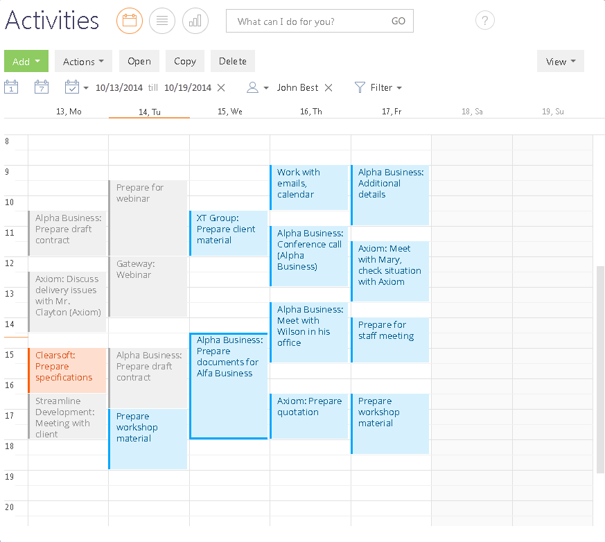 Fig. 1 Calendar view