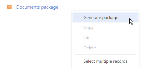 Add a default document package for a product