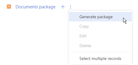 Fig. 21 Adding a default document package for a product