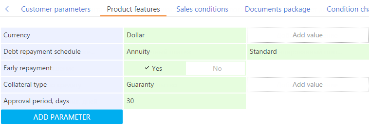 Fig. 9 An example of a product feature list