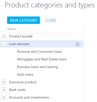 Categories and types lookup
