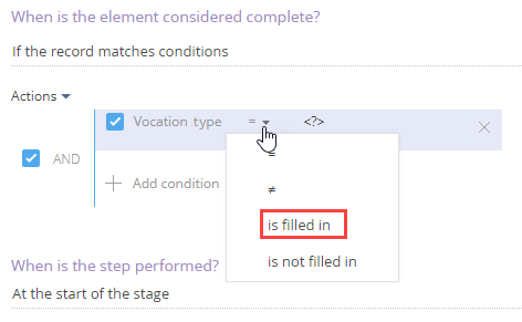 Set up filter conditions