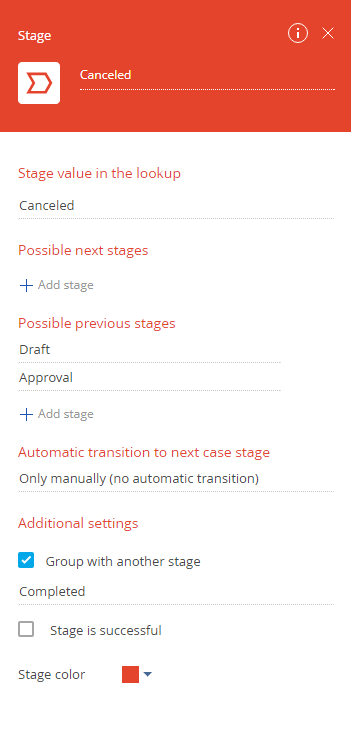 Canceled stage parameters