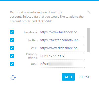 Fig. 1 – Data enrichment window