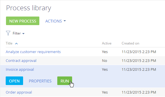 Run process form library