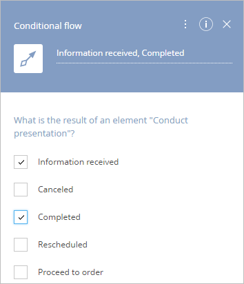 Fig. 2 Select a condition for a conditional flow