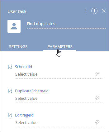 Fig. 2 List of user task parameters