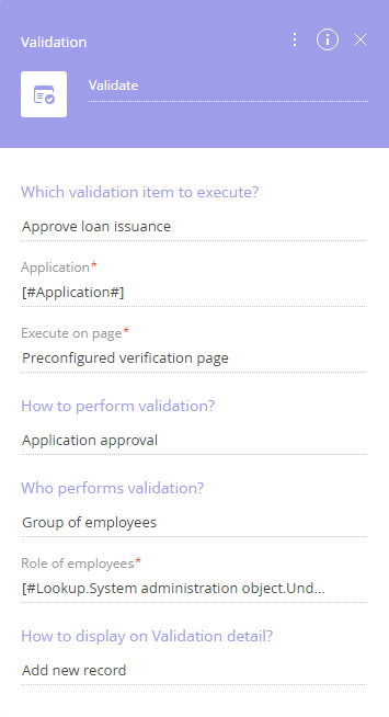 Fig. 1 The Validation element settings