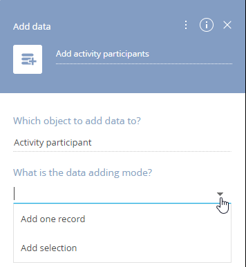 Fig. 2 Selecting a mode for an Add data element