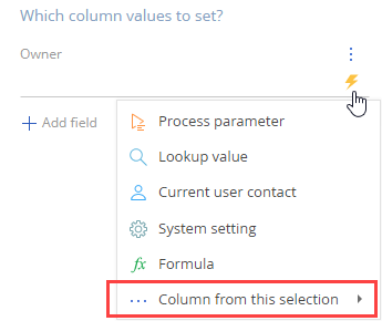 Fig. 3 Mapping column values of the new records to the columns from the selection