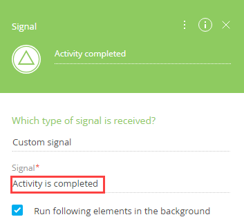 Fig. 5 Example of the Signal start event that is triggered by the corresponding Throw signal event