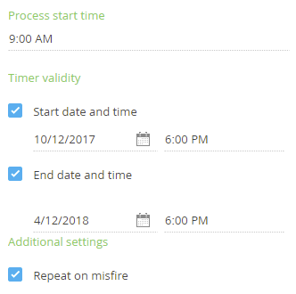 Fig. 1 Start timer element setup area with common parameters