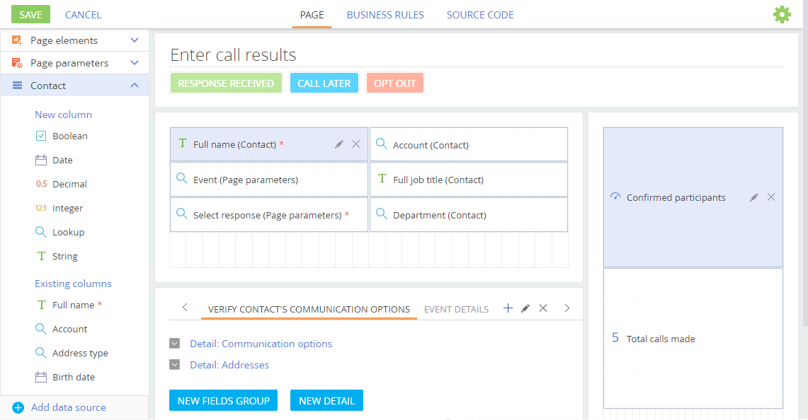 Fig. 4 The Pre-configured Page Designer