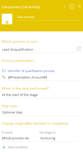 Fig. 1 The Sub-process element setup area