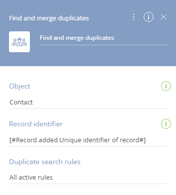 Fig. 1 The Find and merge duplicates element setup area