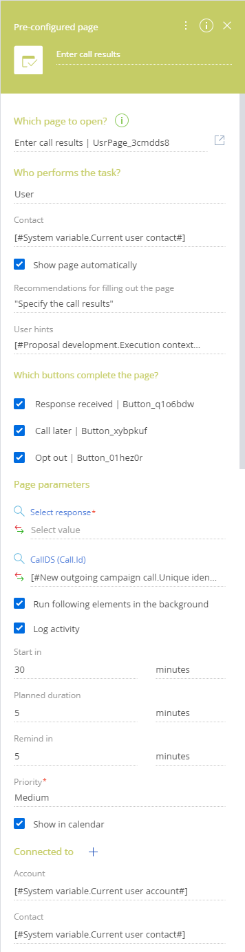 Fig. 3 The Pre-configured page element setup area for a Freedom UI page