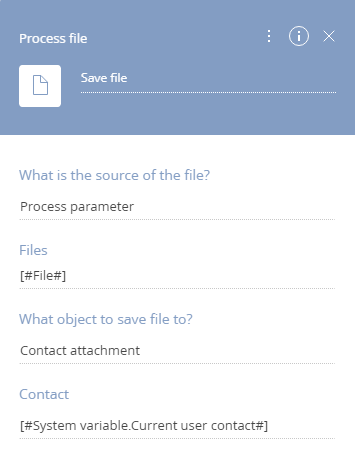 Fig. 4 Setting up the Process file element to process a file from the parameter