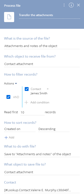 Fig. 3 Setting up the Process file element for file processing