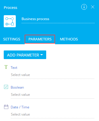 Fig. 8 The Parameters tab of the Process Designer setup area