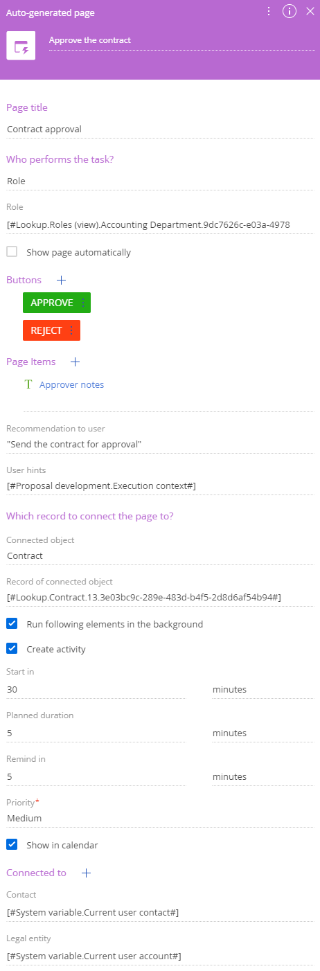 Fig. 1 The Auto-generated page element setup area