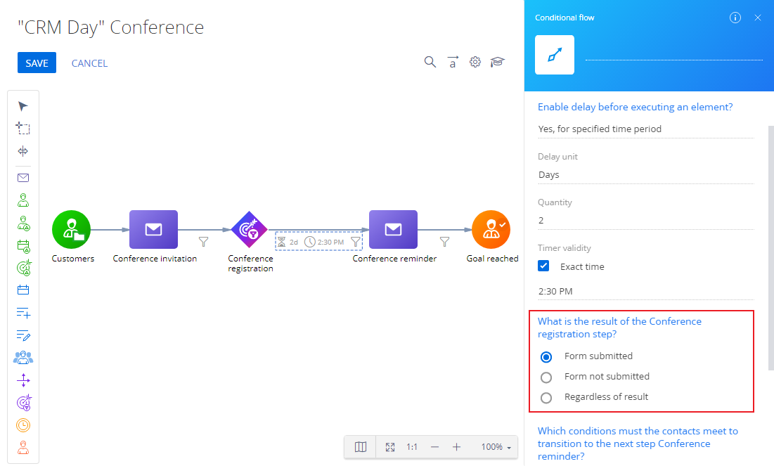 Fig. 22 Transition depending on the user response on the landing page