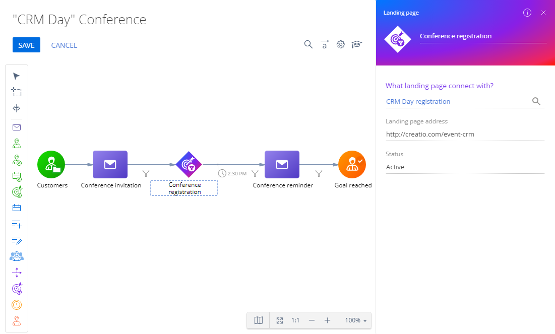 Fig. 23 Set up the Landing page element