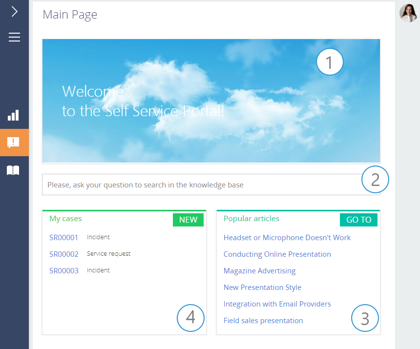 Fig. 1 Self-service portal main page