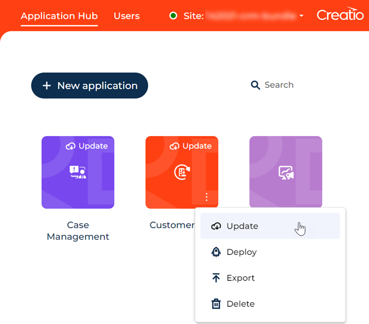 Fig. 13 Update icon on the app tile in the Application Hub