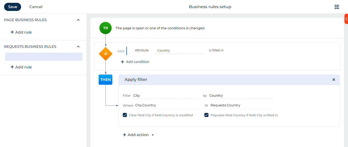 Fig. 7 Business rule for filtering by lookup values