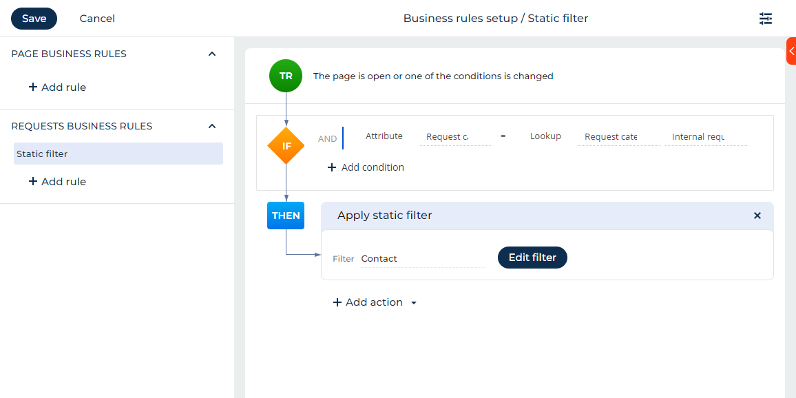 Fig. 8 Business rule for static filtering by lookup values