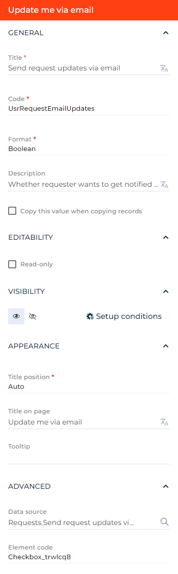 Fig. 1 Set up a Checkbox field