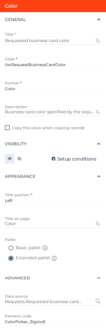 Fig. 1 Set up a Color field