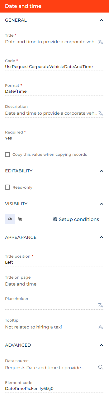 Fig. 1 Set up a Date/Time field