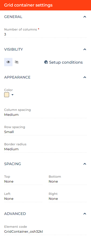 Fig. 1 Set up a Grid container layout element