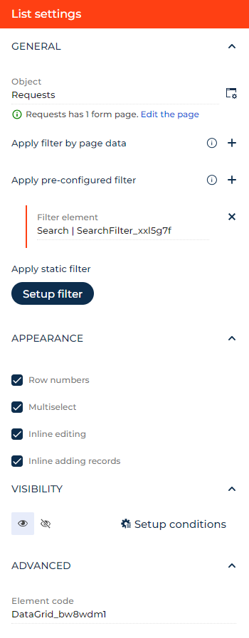 Fig. 1 Set up a List component that displays request records