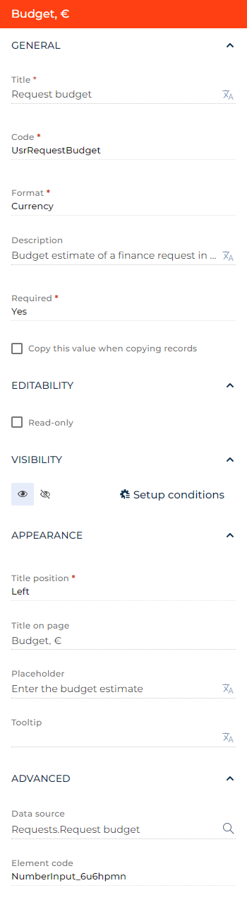 Fig. 1 Set up a Number field