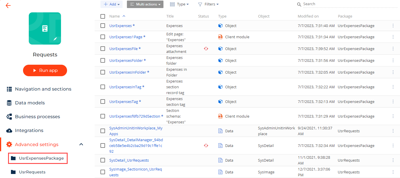 Fig. 4 Advanced settings tab of Request sapp