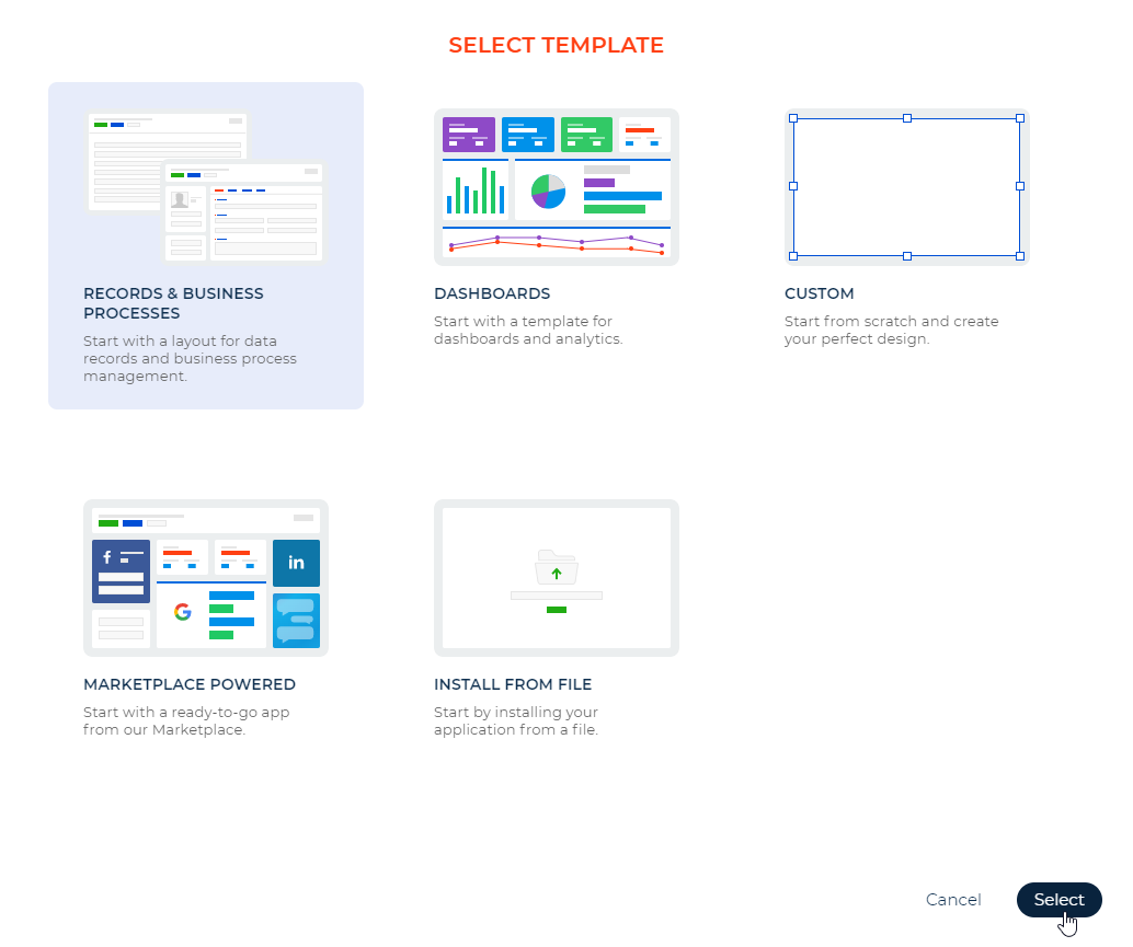 Fig. 2 Select an app template