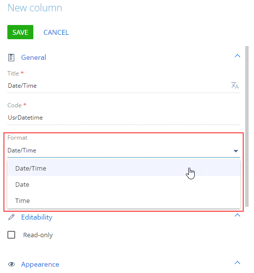 Fig. 11 Specify the “Date/Time” column format