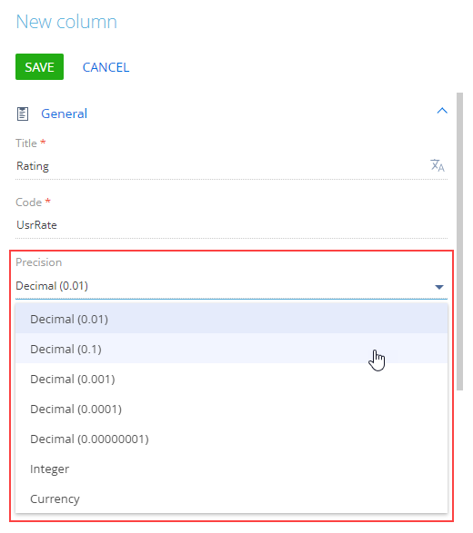 Fig. 10 Customize the number precision in the “Decimal” column