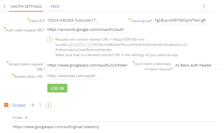 Fig. 4 The OAuth application setup page