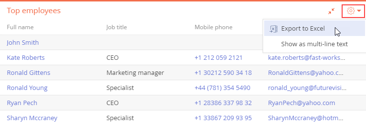 Fig. 3 Export “List” dashboard data to Excel