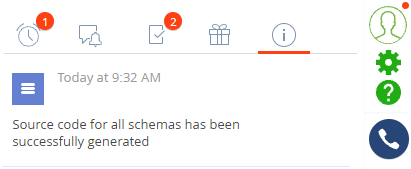 The notification about the schemas' source code generation results