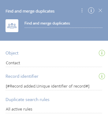 Set up the Find and merge duplicates element