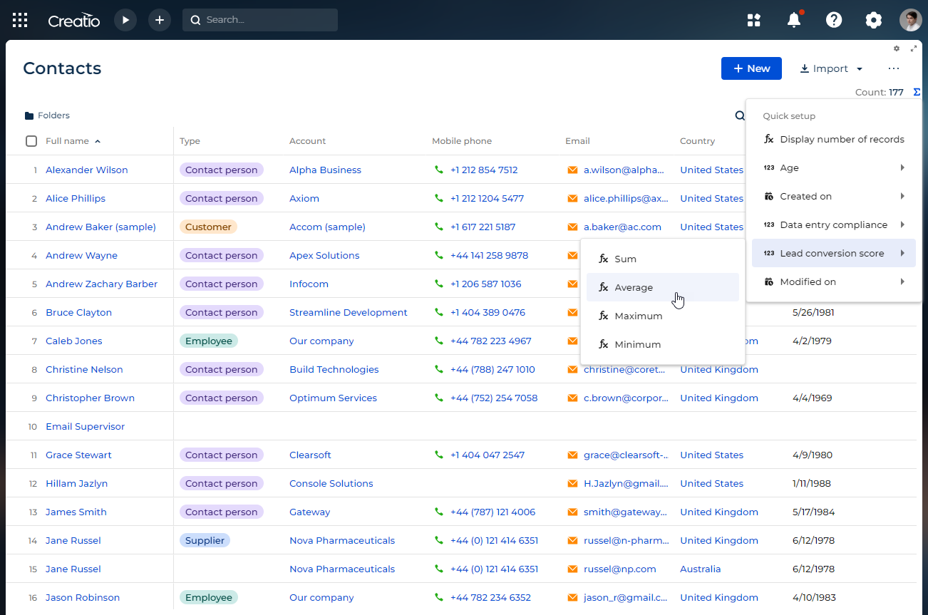 Summaries component