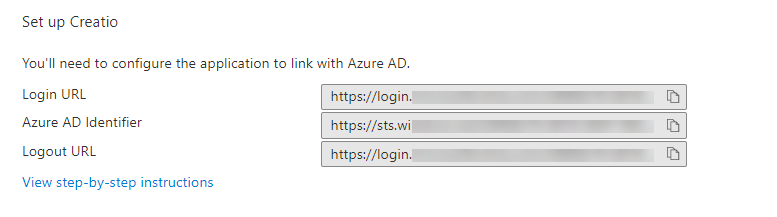 Fig. 1 Data required to perform the setup in Creatio